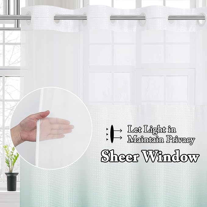 Gibelle No Hook Waffle Weave Shower Curtain - Image 2