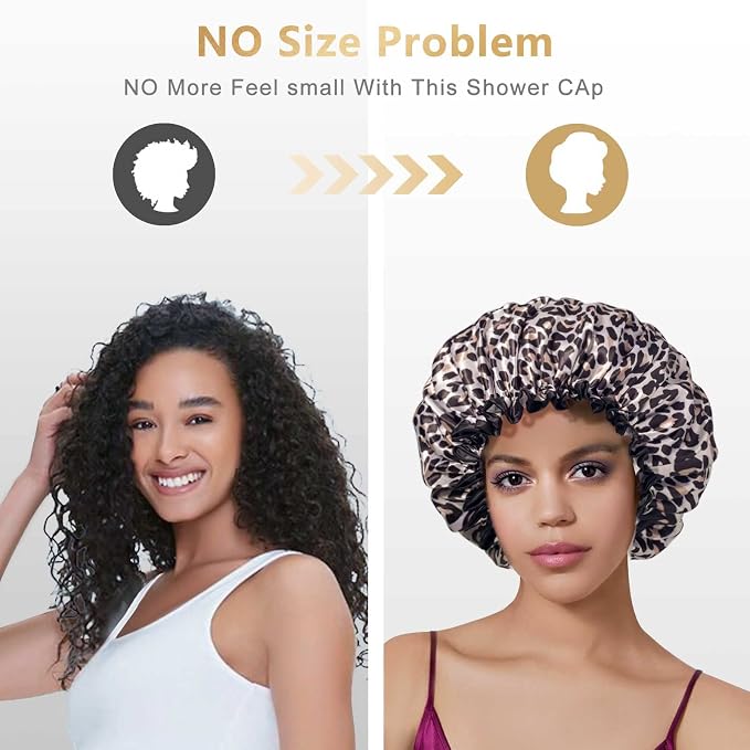 Aquior Shower Cap, Shower Cap for Women Reusable Waterproof, Large Bath Hair - Image 5