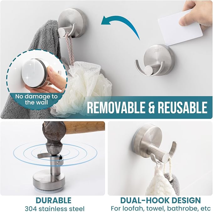 TAILI Stylish 304 Stainless Steel Bathroom Suction Hooks - Image 7