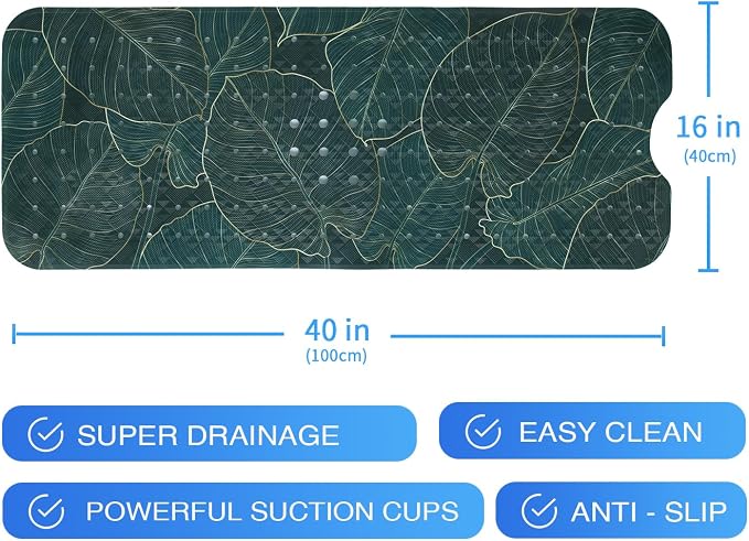 Palm Leaves Bathtub Mat Non Slip 40x16in Palm Leaf Extra Long Bath Mat - Image 7