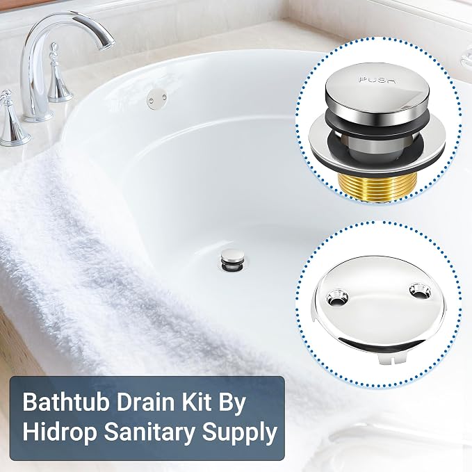 Tub Stopper Bathtub Drain Kit, Metal Tip-Toe Trim Kit - Image 3