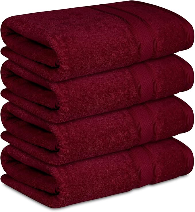 Casa Lino Burgundy Bath Towels Set of 4 - Image 2