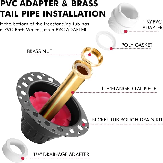 Freestanding Tub Drain Rough-in Kit, Bathtub Drain Kit - Image 5