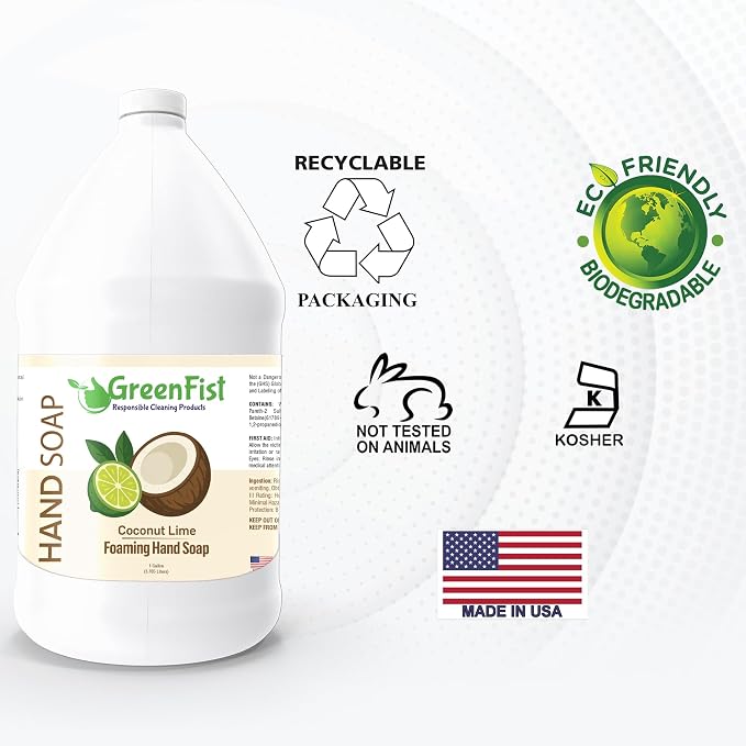 GreenFist Foaming Hand Soap Refills Coconut Lime Scent Jug Foam Refill Made in - Image 3