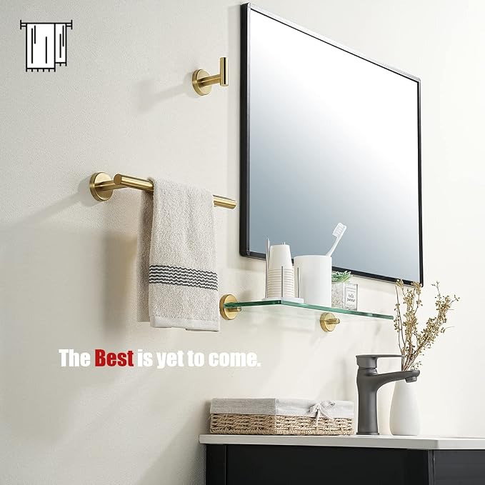 JQK Bathroom Towel Bar, Brushed Gold 12 Inch 304 Stainless Steel Thicken 0.8mm - Image 4