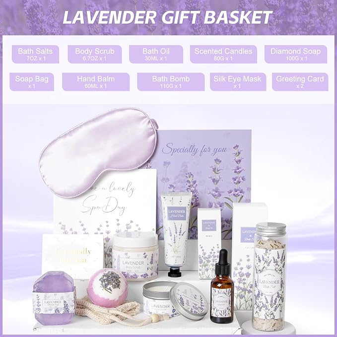 Lavender Spa Gifts Set, Relaxing Spa Gifts, Home Spa Products, Birthday Gifts - Image 2