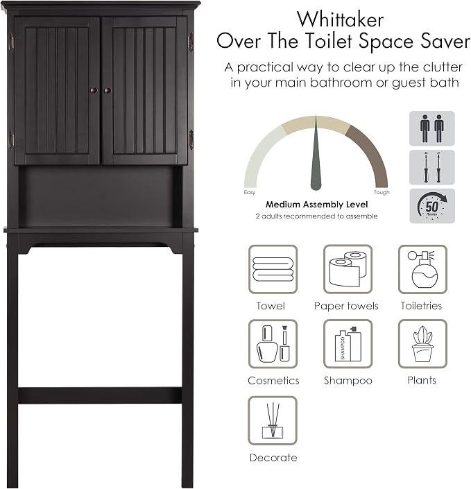UTEX Bathroom Storage Over The Toilet, Above Toilet Storage Cabinet Organizer - Image 6