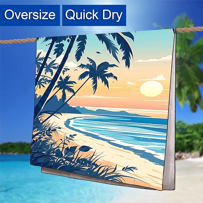 Quick-Dry Coconut Beach Towel 36"x72" Sand-Free Soft Microfiber - Image 6
