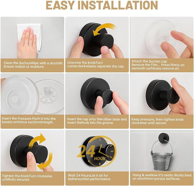 4Pcs New Model No-Drill Suction Cup Hooks - Image 6