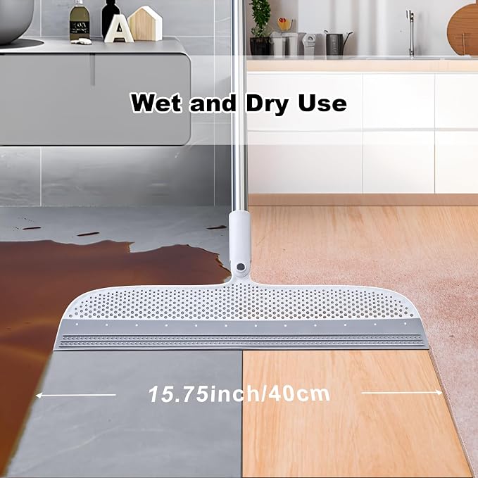 Rubber Squeegee Broom for Floors, 51.77" Long Handle Multi-Surface Magic - Image 4