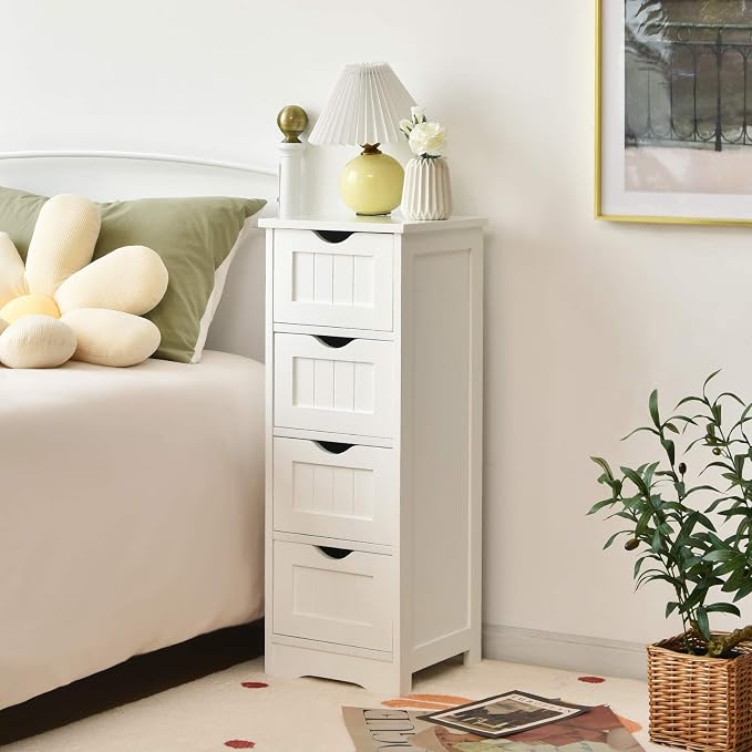 Tangkula Floor Cabinet Wooden Storage Cabinet Home Office Living Room Bathroom - Image 5