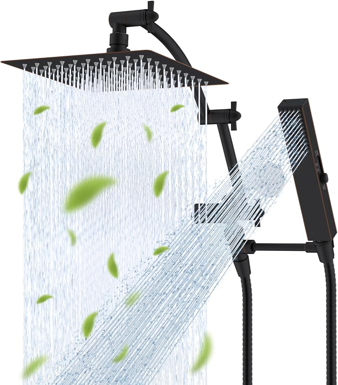 Hibbent All Metal CUPC Certified 8'' Rain Shower Head, Dual Shower Head Combo by Hibbent