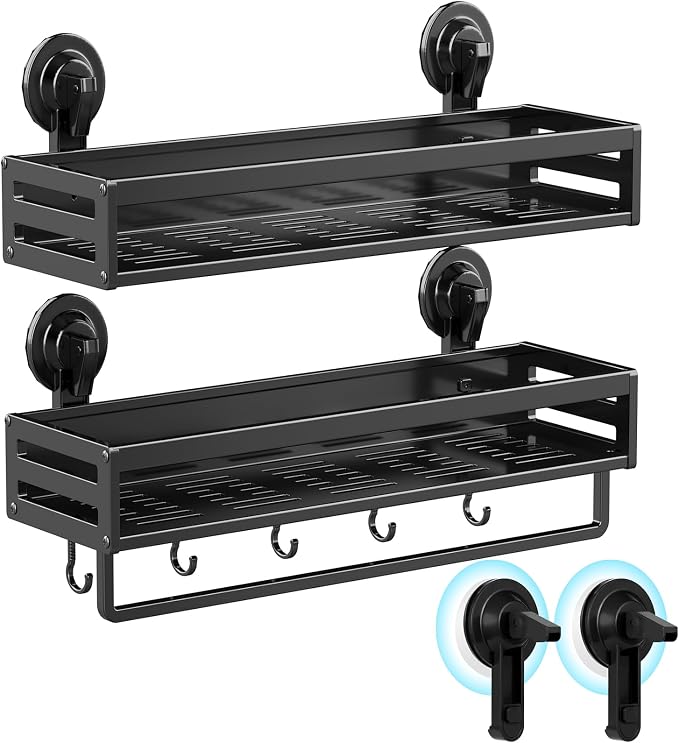 Shower Caddy Suction Cup, 15.8 inch 2 Pack Suction Shower Shelf by CIBOTIES