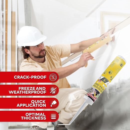 XFasten White Silicone Caulk 10.1oz Odorless 100% Silicone Waterproof Sealant - Image 3