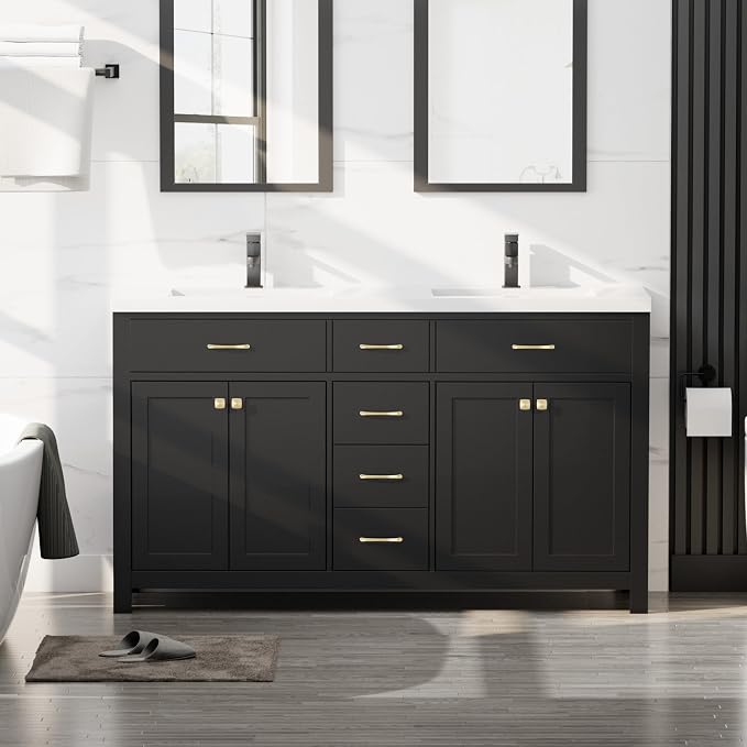 LUCKWIND 60" Bathroom Vanity and Sink Combo, Painted Modern Bathroom Storage by LUCKWIND