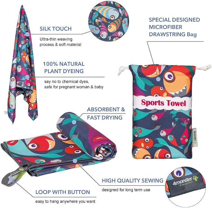 4Monster Microfiber Beach Towel Quick Dry, Super Absorbent Lightweight Travel - Image 3