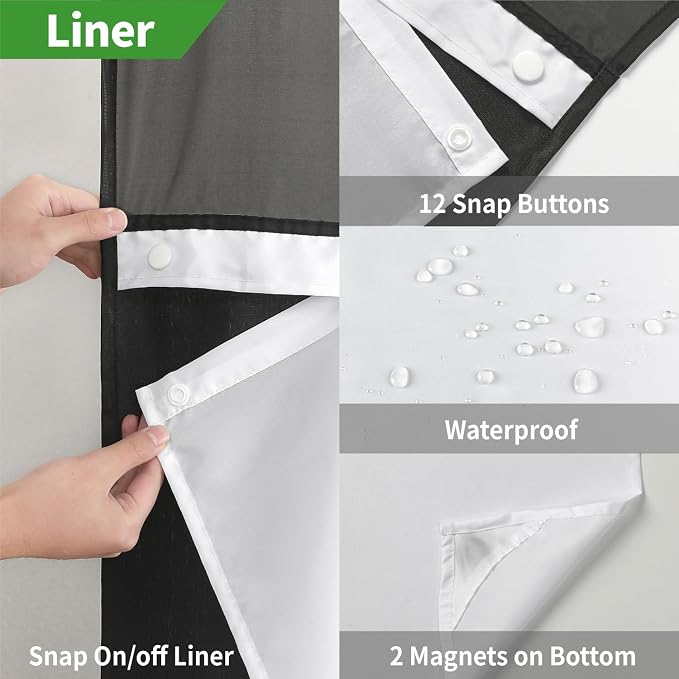 No Hooks Needed Linen Textured Shower Curtain - Image 5