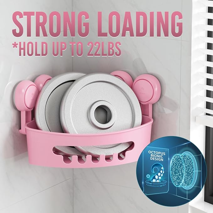 TAILI Corner Shower Caddy with Suction Cups, Wall Mounted Organizer Plastic Rack - Image 4
