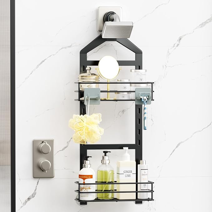 Orimade Adjustable Anti-slip Shower Caddy over Head, Rustproof Bathroom Hanging - Image 8