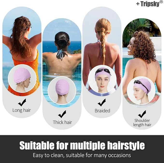 Tripsky Silicone Swim Cap, Comfortable Bathing Cap Ideal - Image 4
