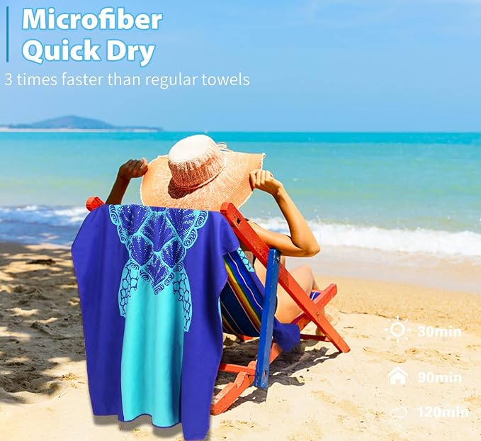 2 Pack Microfiber Thin Lightweight Beach Towel Oversized 71x32 Extra Large Sand - Image 6