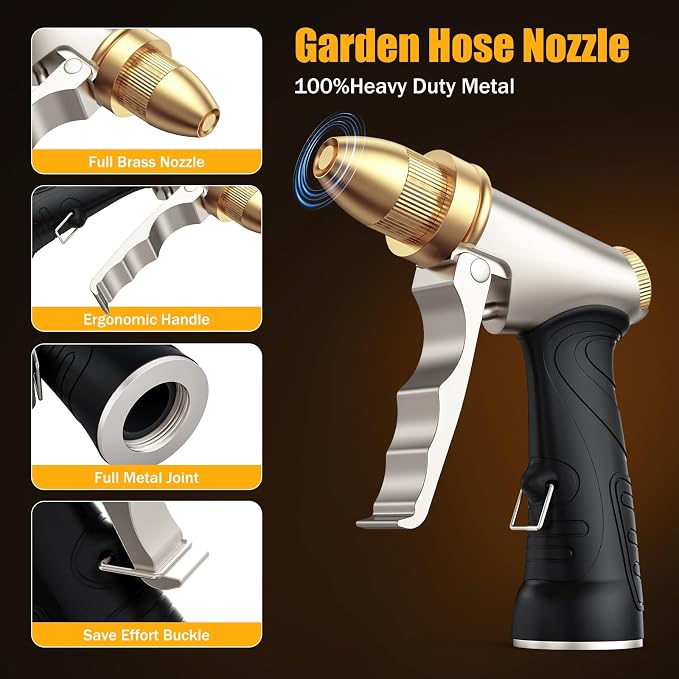 Heavy Duty Brass Garden Hose Nozzle High Pressure Metal Water Spray Nozzle - Image 2