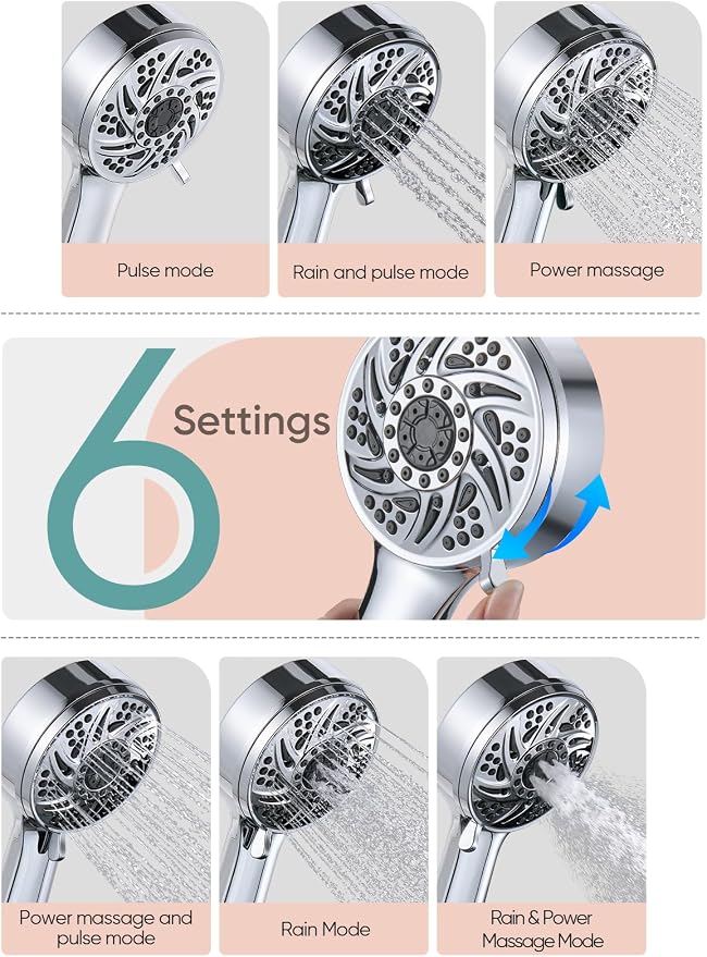 Cobbe High Pressure 3-Way Shower Head Combo, Hand Held Shower & Rain Shower - Image 6