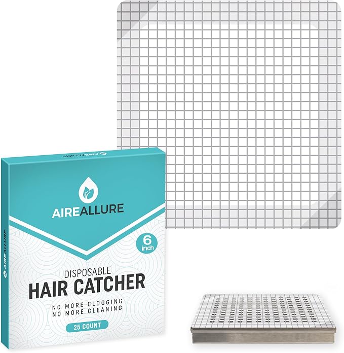25 Pack, Disposable Shower Drain Hair Catcher Mesh Stickers, 6 inch by AireAllure