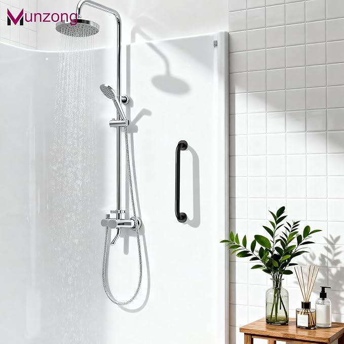 12 Inch Anti Slip Bathroom Grab Bar, 2 Pack Munzong Oil Rubbed Black Shower - Image 4