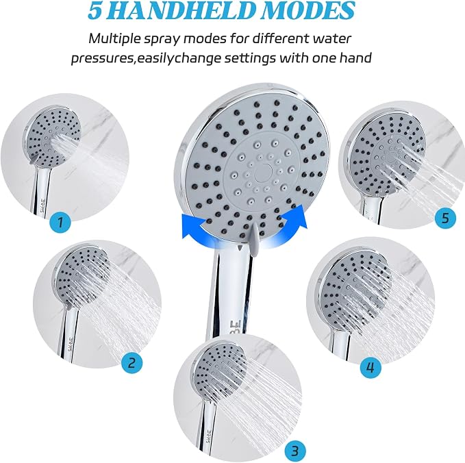 Shower Head 8'' High Pressure Rainfall, Handheld Shower Combo - Image 4