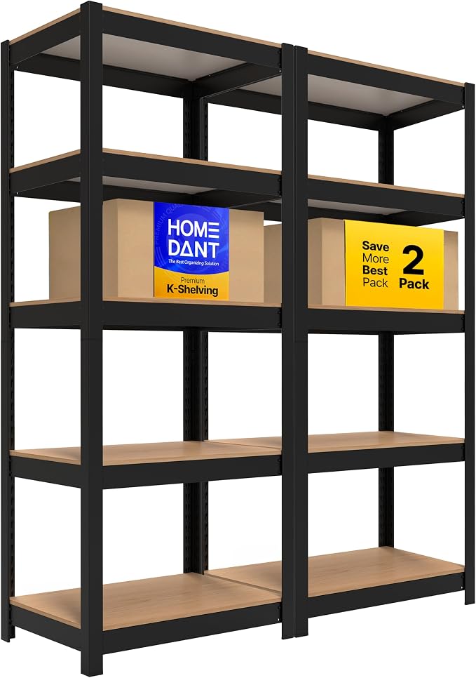 HOMEDANT House 5 Tier Laminated Metal Shelving Unit Adjustable Storage Utility by TheBestOrganizingSolution