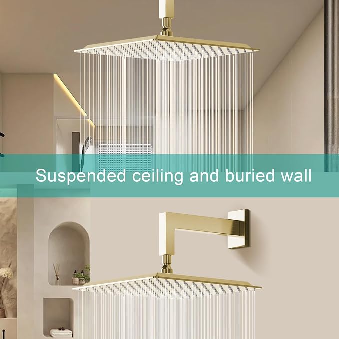 Square Rain Shower Head, High Flow Stainless Steel, Work - Image 3