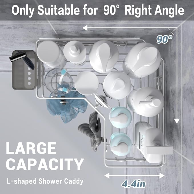 Shower Caddy Corner Organizer Shelf: 2Pack Adhesive Shower Essentials - Image 2