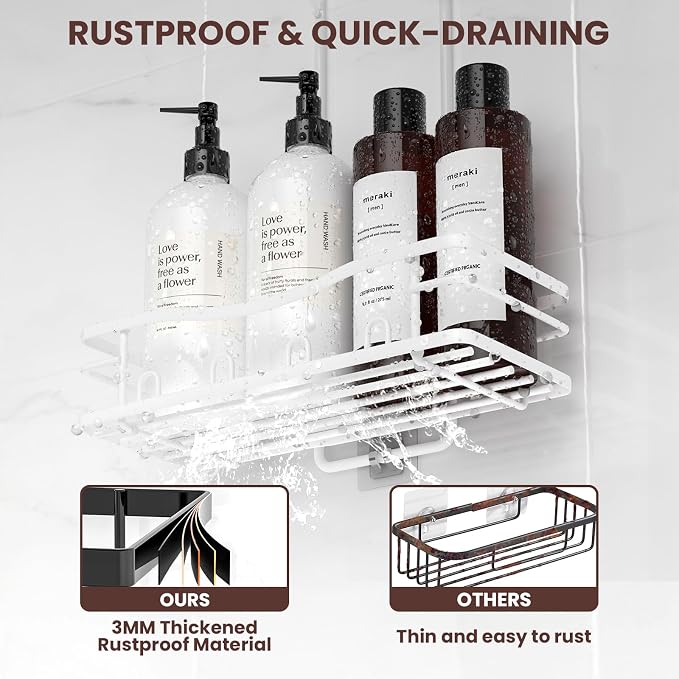 REINHARDT Shower Caddy Hanging, Rustproof Shower Caddy Anti-Swing Shower - Image 4