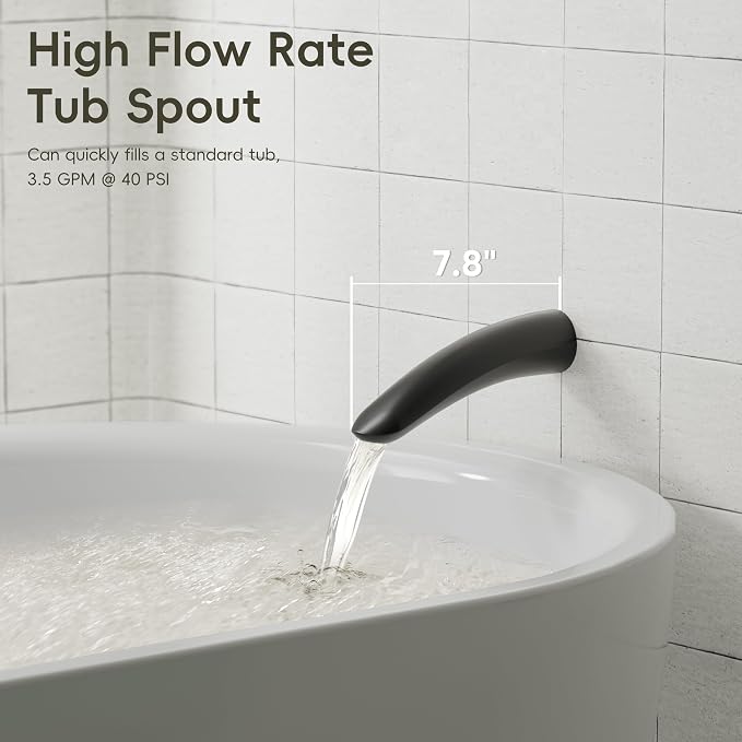 Gabrylly Shower System with Tub Spout, Matte Black - Image 3