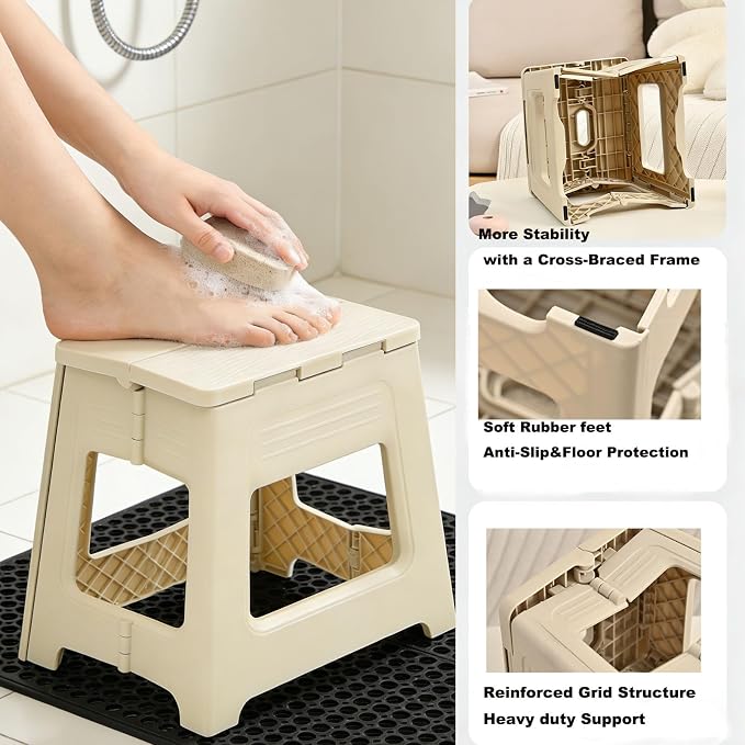 Foldable Shower Stool for Shaving Legs, Plastic Shower Foot Rest for Inside - Image 6