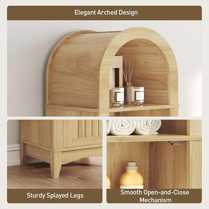 69" Tall Bathroom Storage Cabinet, Tall Arched Freestanding Storage Cabinet - Image 4