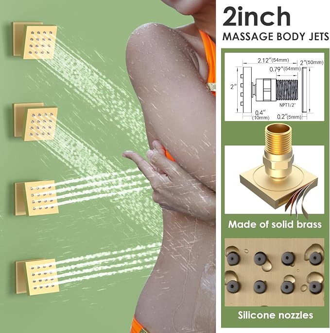 Enga Brushed Gold Rain Shower System - Image 4