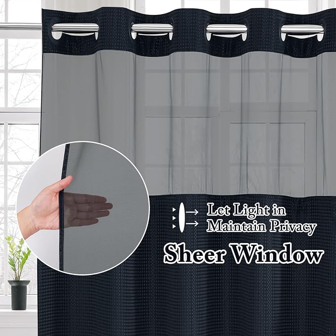 Gibelle No Hook Waffle Weave Shower Curtain - Image 2