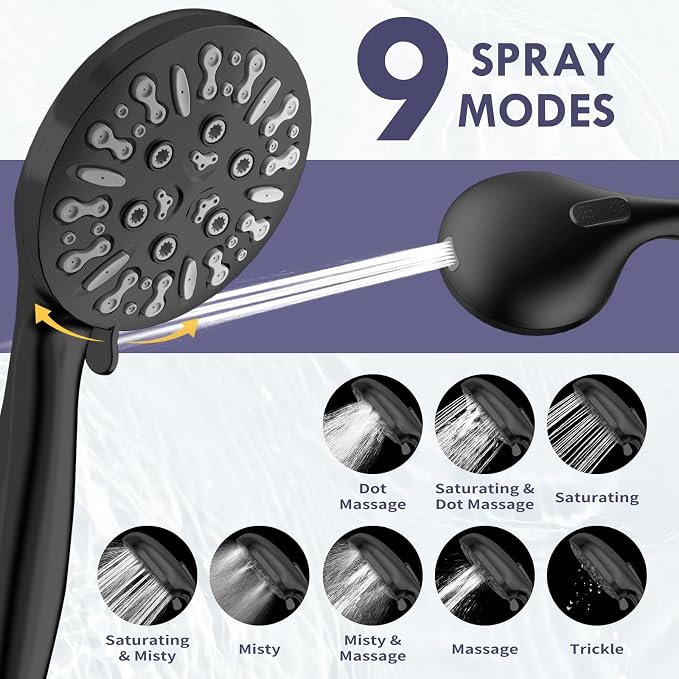 HOWUWEY Dual Shower Heads with Handheld Spray Combo, 7.5" High Pressure - Image 6