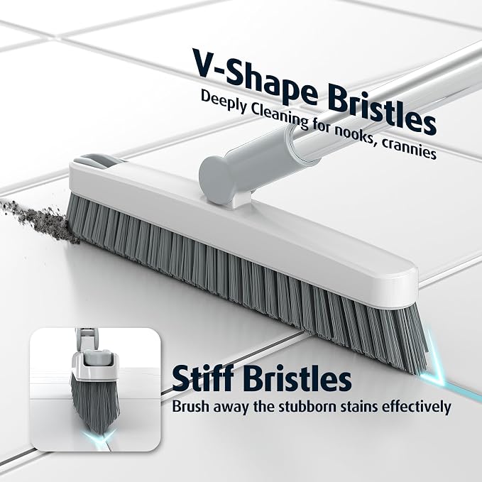 AIR U+ Grout Brush with Long Handle 180° Swivel Scrub Brush with Tweezers to - Image 3