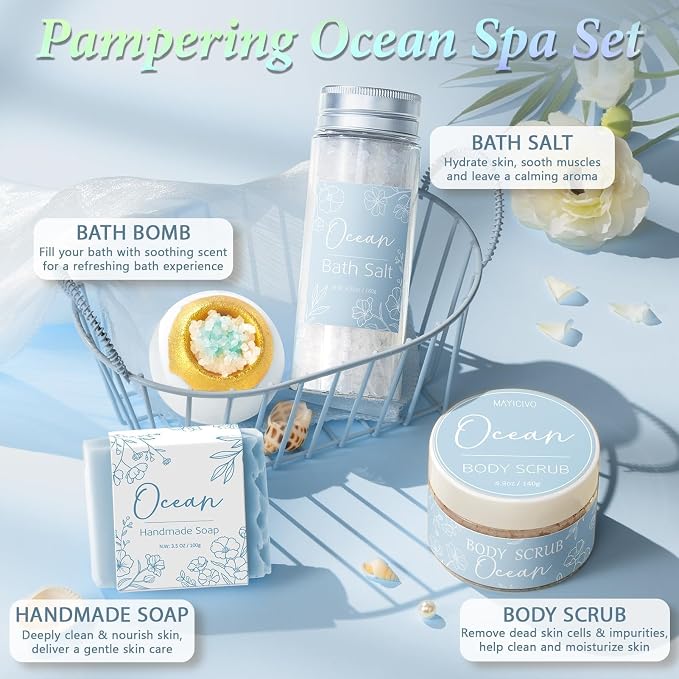 Spa Gifts for Women Bath Gift Set, Ocean Relaxing Spa Gift Baskets Home Bath - Image 5