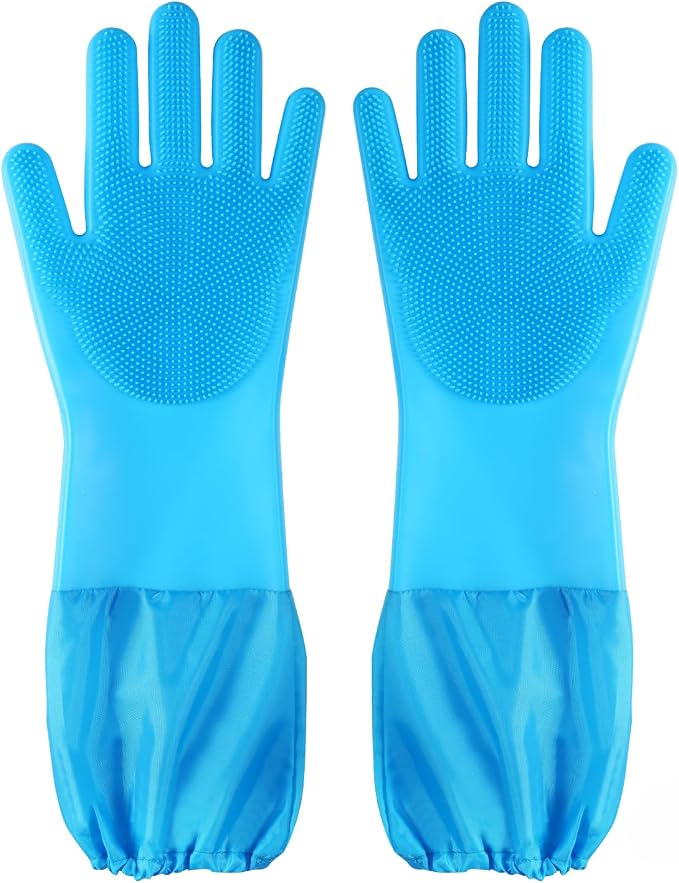 Dog Washing Gloves | Pet Grooming Gloves | Extra Long Arms by Unknown