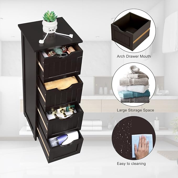 Bonnlo Skinny Bathroom Floor Storage Cabinet, 12 Inch Wide Deep Small Storage - Image 4