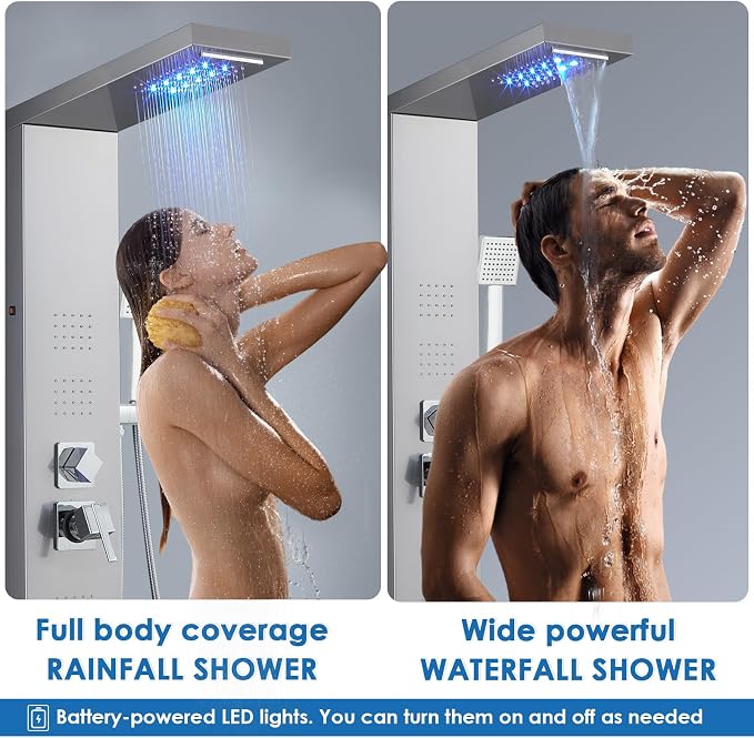 ROVOGO LED Shower Panel Tower System, 5-Function Shower Column - Image 2