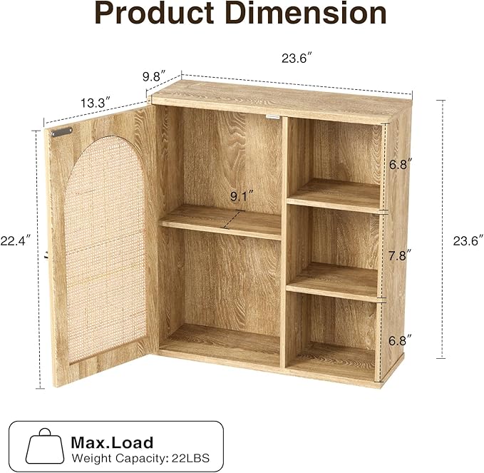 Rattan Bathroom Wall Cabinet - Image 2