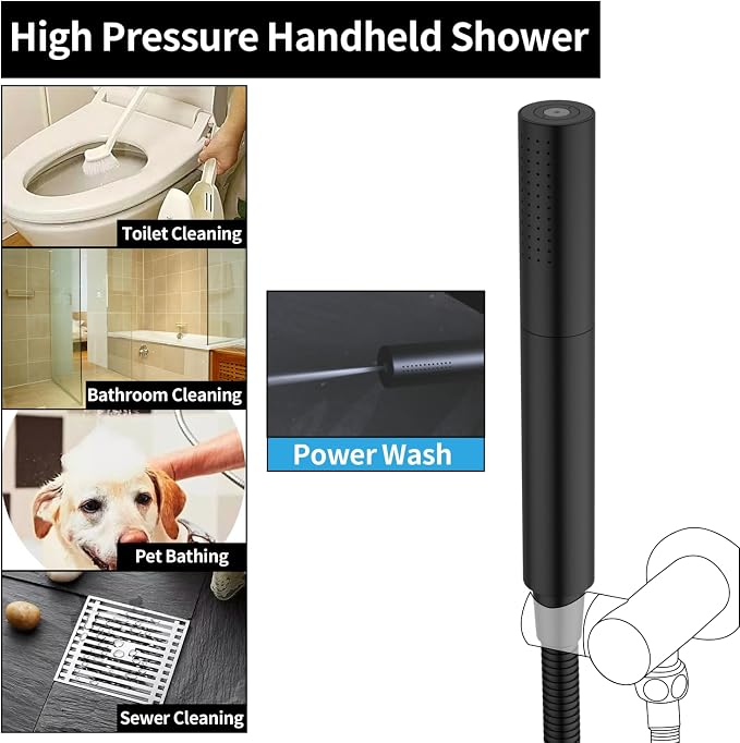 AYIVG Matte Black Finish Round Brass 2 In 1 Function High Pressure Handheld - Image 3