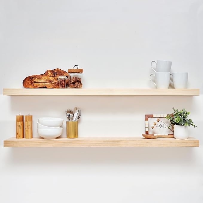 Homeforia 48 inch Natural Floating Shelf, High End Solid Real Wood 48inch Small by Homeforia