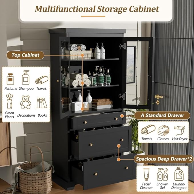 70.1" Tall Bathroom Cabinet - Image 6