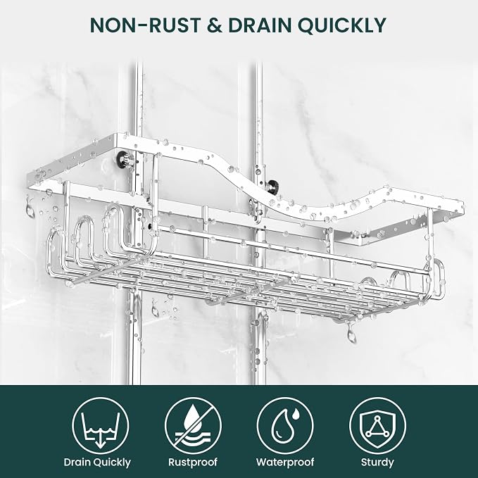Shower Caddy Hanging Adjustable Shower Caddy, Rustproof Shower Organizer - Image 3